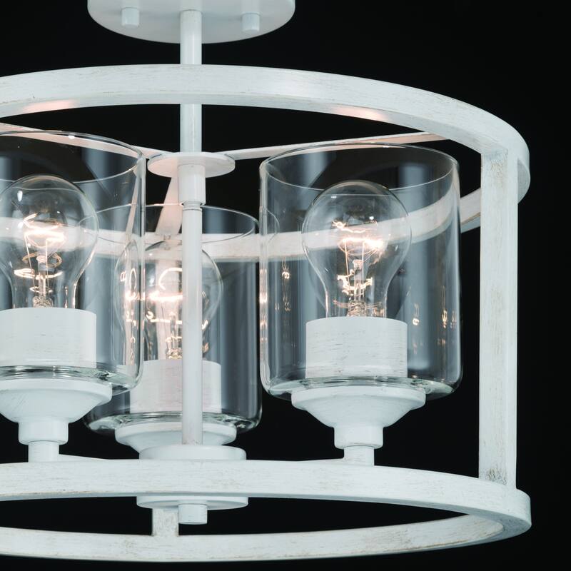 Acroma 3-light White Modern Farmhouse Semi-Flush Mount Ceiling Light