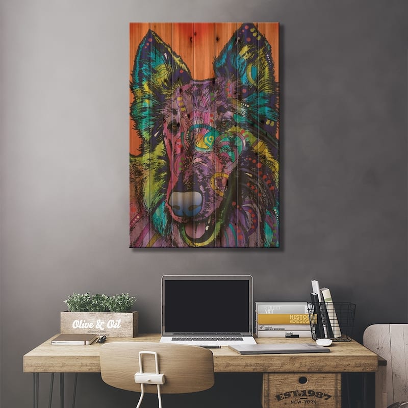 Ava, Collie Print On Wood by Dean Russo - Multi-Color