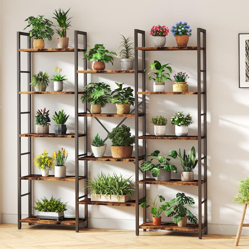Industrial Style 5-Tier Bookshelf - Storage Shelf for Living Room, Home Office