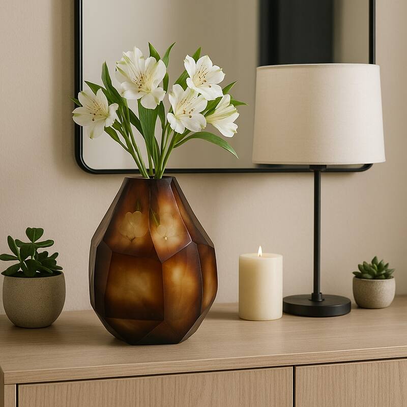 Geometric Glass Vase - Sculptural Flower Vase - for Home Decor