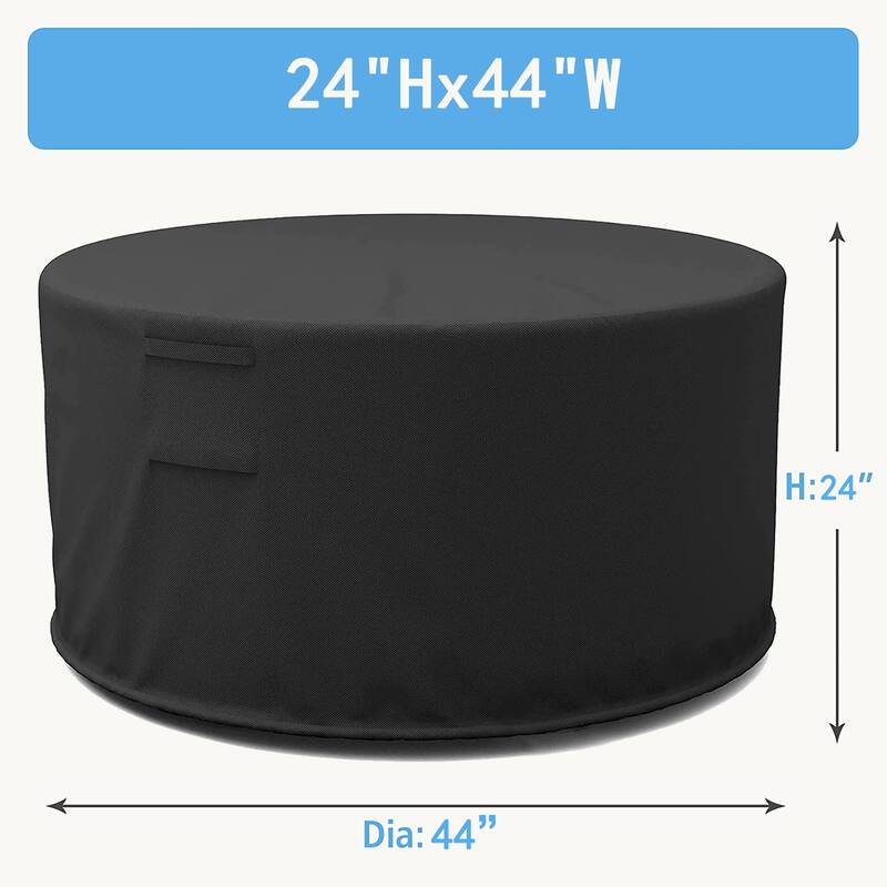 Round Outdoor Fire Pit Cover - Polyester Exterior Circular Winter Cover for Fire Pit - Waterproof and UV-Resistant