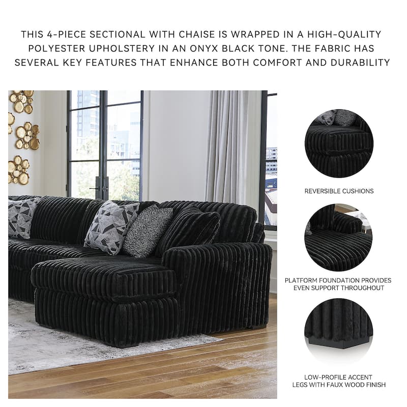 Signature Design by Ashley Midnight-Madness 4-Piece Sectional with Chaise - 151"W x 121"D x 40"H