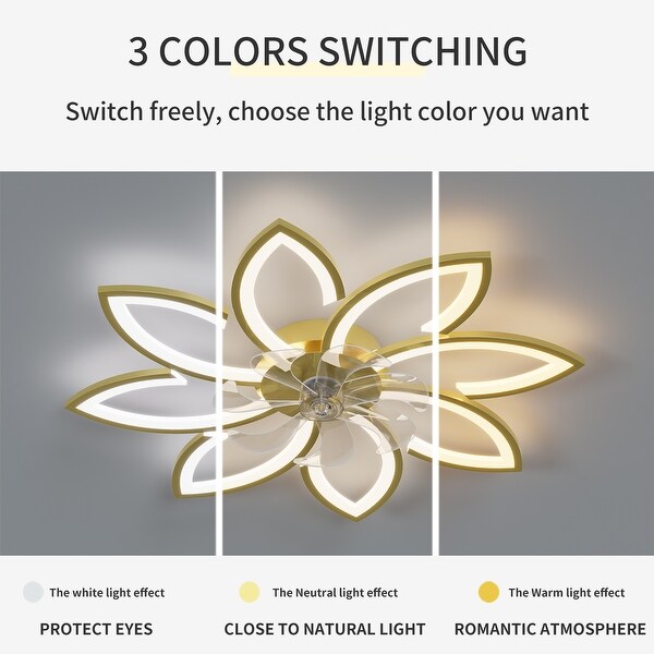 LunaDrift 35in. Modern Sunflower 6-Speed Low Profile Ceiling Fan