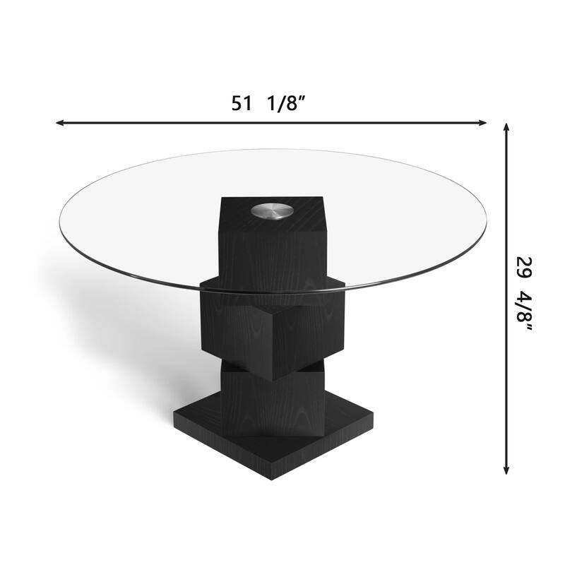 51" Round Tempered Glass Dining Table