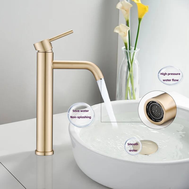 Modern Tall Vessel Single Handle Bathroom Sink Faucet with Controllable Flow and Temperature, Anti Corrosion and Anti Rust