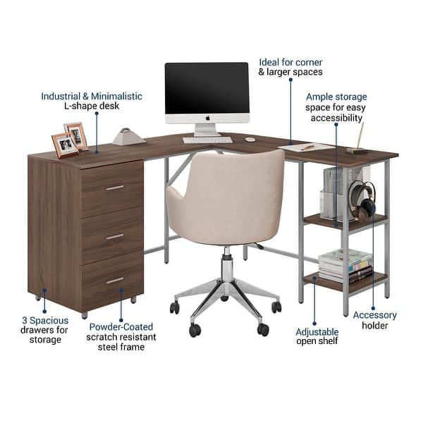 Modern Designs LShape Home Office Desk With Storage On Sale Bed