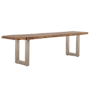 Ebb 70 Inch Wood Bench with Lacquered Finish, Solid Pine Wood, Light Brown By Casagear Home main image 0