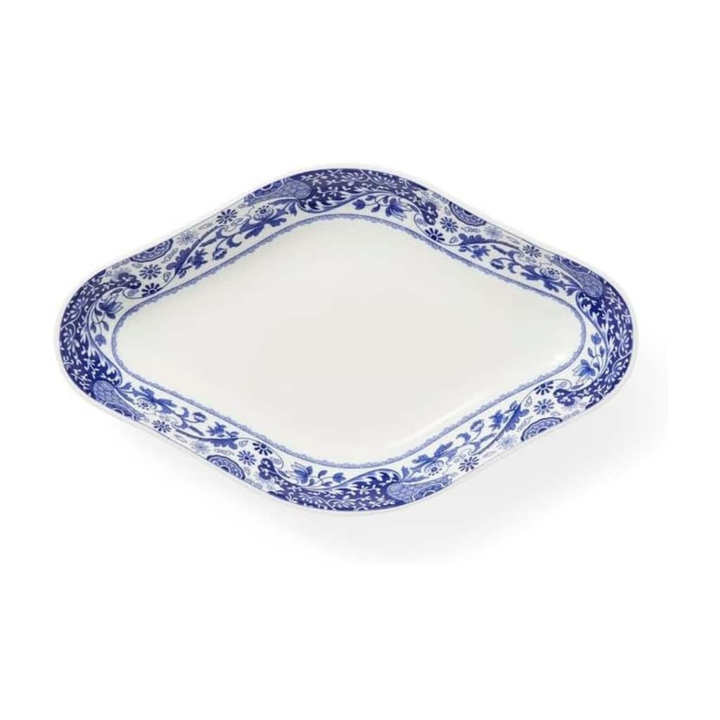 Spode Blue Italian Brocato Diamond Dish - 8.5" x 5.5" H