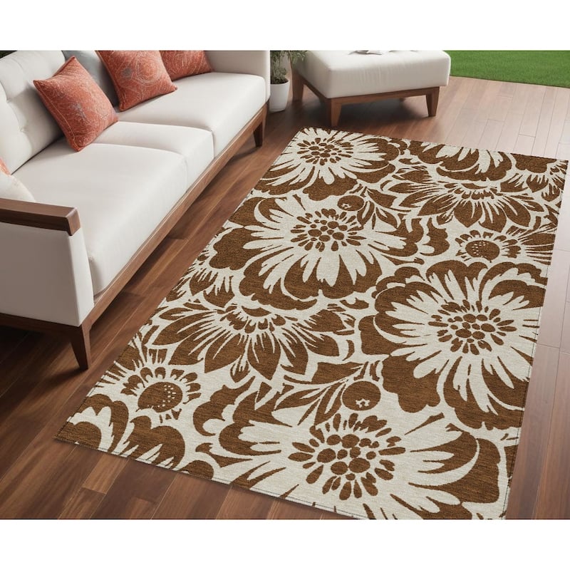 Alfine Garden-Inspired Weather Resistant Versatile Elegance Outdoor Rug - 5' X 8' - Multi