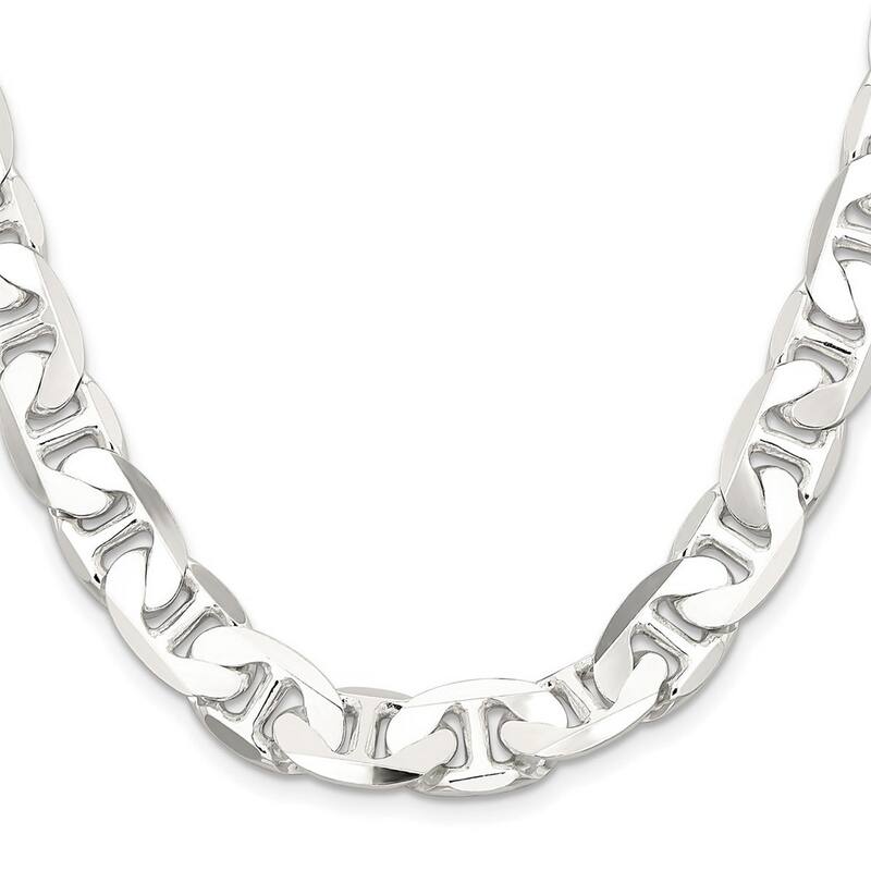 Curata 925 Sterling Silver Solid Polished 10.5mm Nautical Ship Mariner Anchor Chain Anklet 9 Inch Lobster Claw