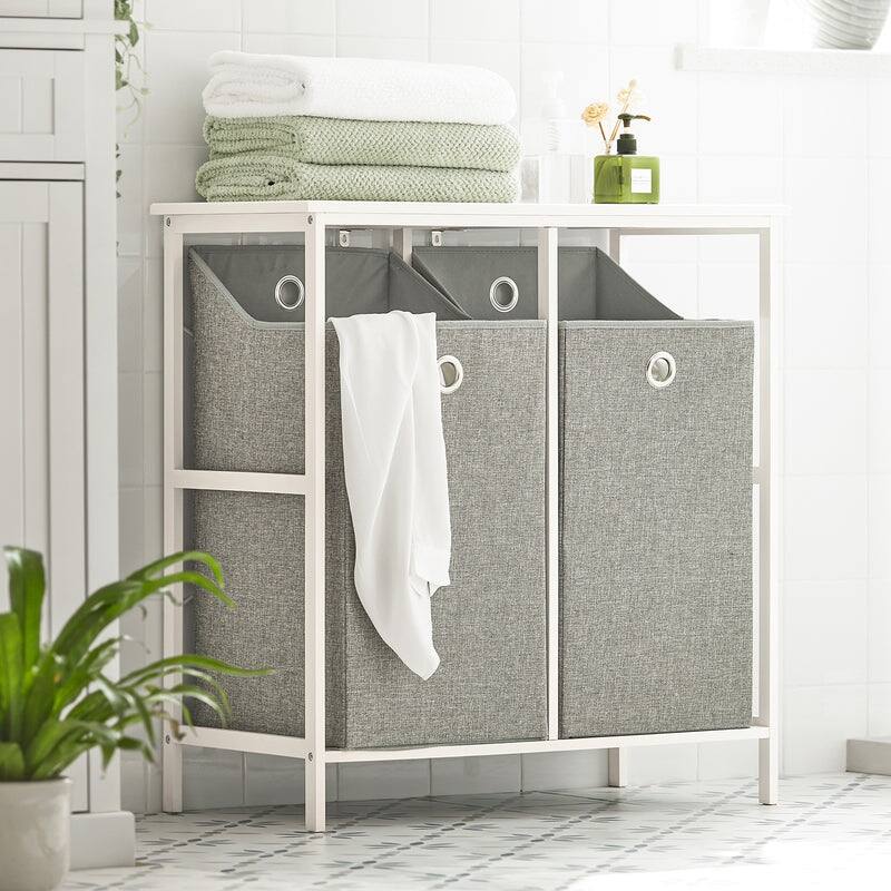 Haotian BZR57-W, Bathroom Storage Laundry Cabinet With 2 Removable Baskets
