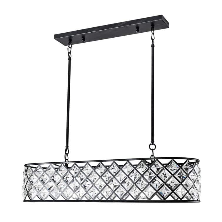 Maxax 5 - Light Crystal Shade Black Metal Charming Kitchen island Chandelier