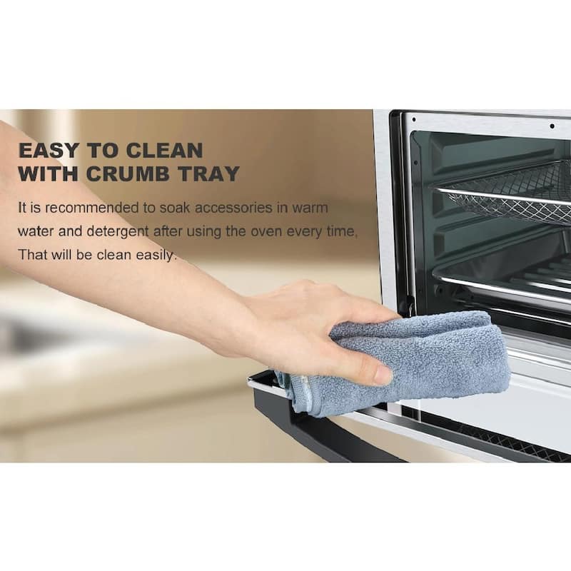 12.5 Quart 7-in-1 Convection Toaster Oven, 1500W, Stainless Steel, with 5 Pre-Set Menus