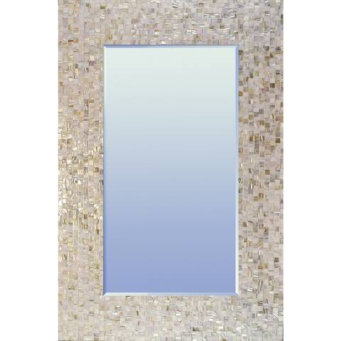 La Pastiche Bianca Moderno Mother of Pearl Large Rectangle Mirror 36" x 24" - Off White