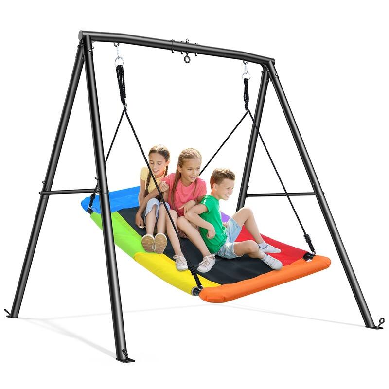 Trekassy 440lbs Heavy Duty Swing Sets for Backyard with 60" Large Platform saucer Swing