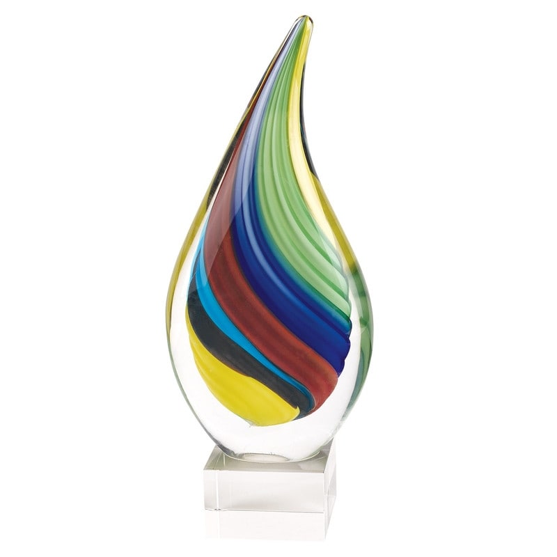 Rainbow Murano Style Art Glass Tear Drop Centerpiece On Crystal Base H13 Overstock 32241210