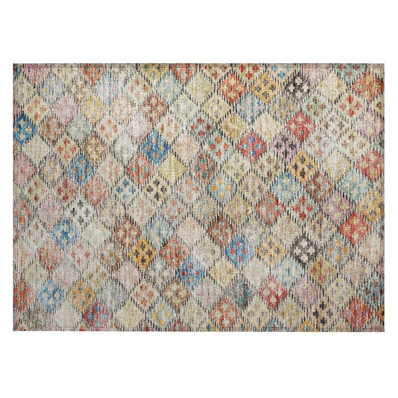 Machine Washable Indoor/ Outdoor Boho Modern Chantille Rug