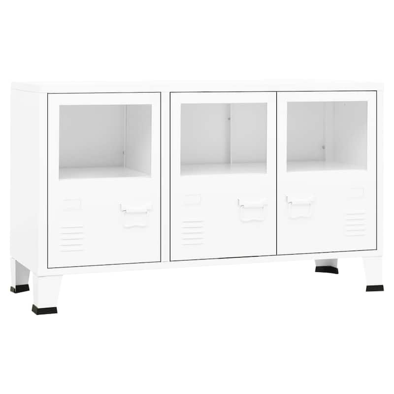 vidaXL Sideboard Industrial Storage Cabinet for Living Room Metal and Glass - 41.3" x 13.8" x 24.4"