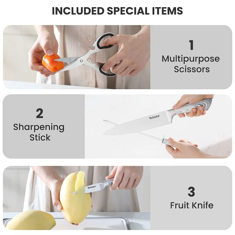 Velaze Aperol 8 pcs Knife Block Set with Storage