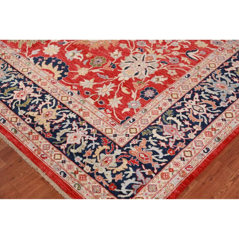 Vegetable Dye Floral Ziegler Oriental Area Rug Handmade Wool Carpet - 9'3"x 11'11"