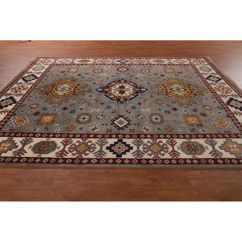 Geometric Kazak Oriental Area Rug Handmade Wool Carpet - 8'0" x 10'1"