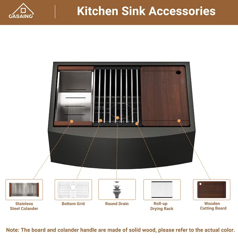 Stainless Steel 30 in. Single Bowl Farmhouse Apron Workstation Kitchen Sink with Brushed Nickel Faucet and Accessories