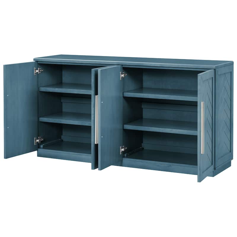 Solid Wood Sideboard with 4 Doors Large Storage Buffet Cabinet