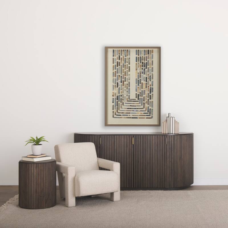Terra Dark Brown Solid Wood Fluted Round Side Table