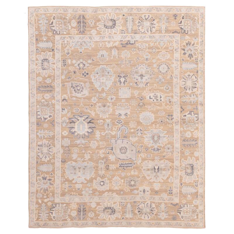 ECARPETGALLERY Hand-knotted Finest Oushak Taupe Wool Rug - 8'0 x 10'0