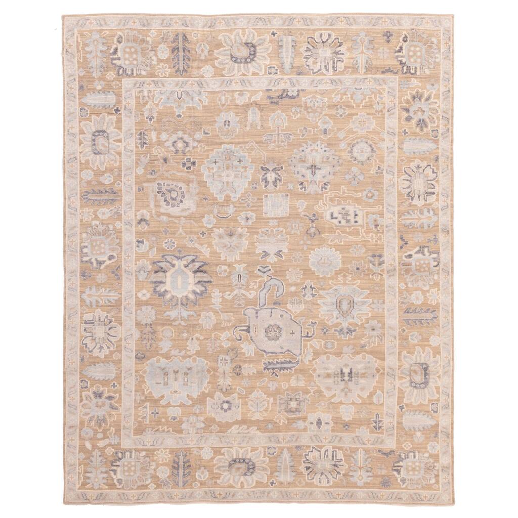ECARPETGALLERY Hand-knotted Finest Oushak Taupe Wool Rug - 8'0 x 10'0