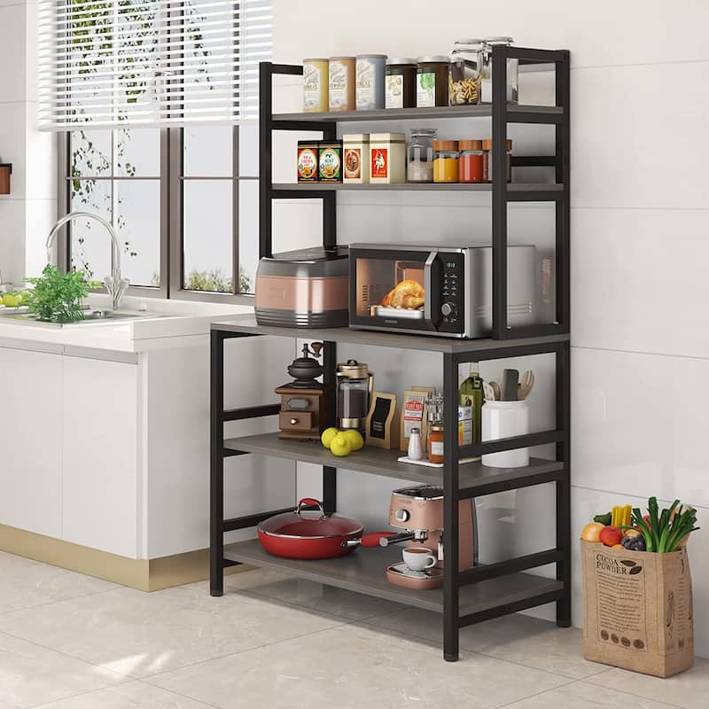 5 Tier Bakers Rack with Storage, Kitchen Stand Micorwave Over Cart