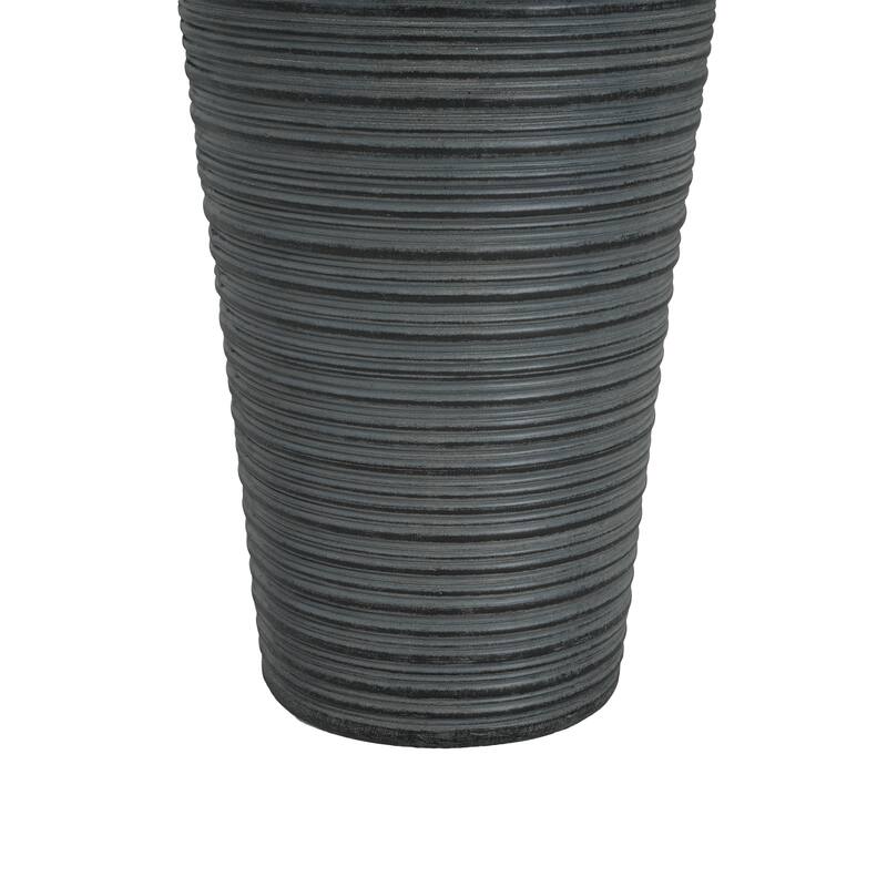 31.5"H Tall Striped Concrete Column Fountain-LED Light,Shadow Ambiance Maker for Modern Outdoor Spaces