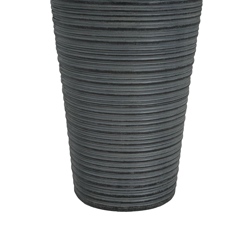 Christopher Knight Home - Victory 31.5"H Tall Striped Concrete Waterfall Fountain-LED Light for Modern Outdoor Spaces