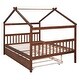 preview thumbnail 34 of 49, Kid Bed Frame Full Size Wooden House Platform Bed with Twin Size Trundle