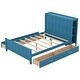 preview thumbnail 7 of 8, Full Size Platform Bed with Drawers and Storage Headboard, Wood Bed Frame with Wooden Slat Support, No Box Spring Needed, Blue