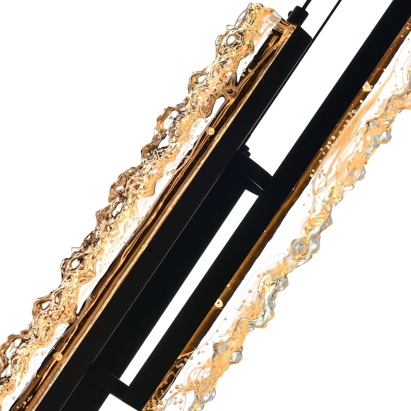 Stagger Integrated LED 6in Black Mini Pendant with Handcrafted Glass