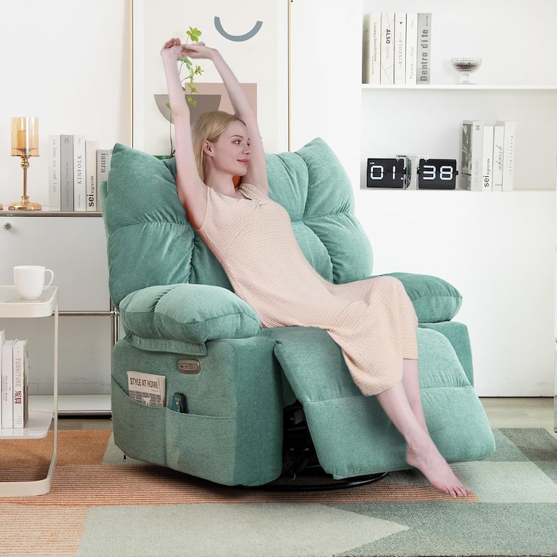 XINMICS Swivel Recliner Chair, Glider Rocking Power Recliner with Massage and Heated (Set of 2)
