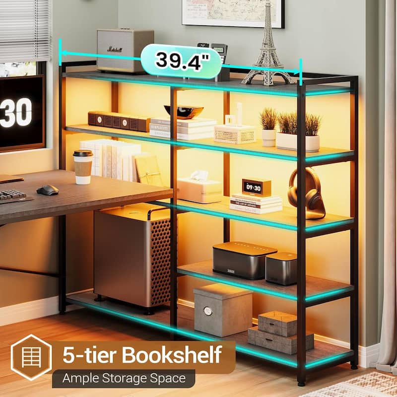L Shaped Desk Gaming Desk 3 Fabric Drawers 5 Storage Shelves