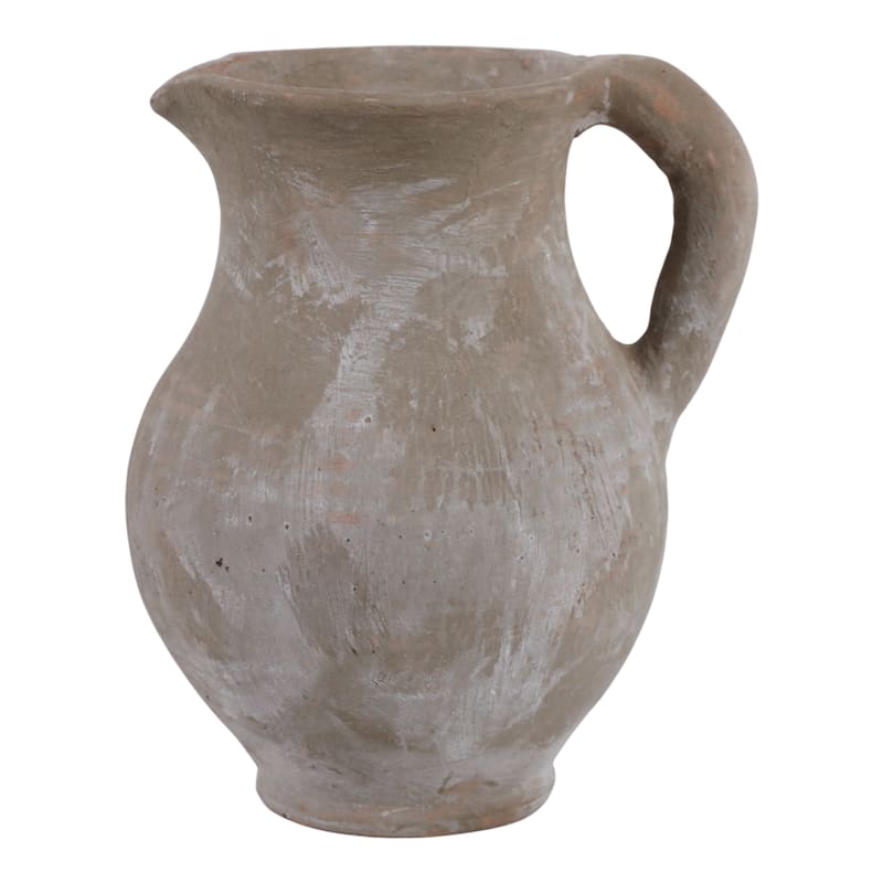 Rustic Pottery Table Jug Vase with Handles - 8"
