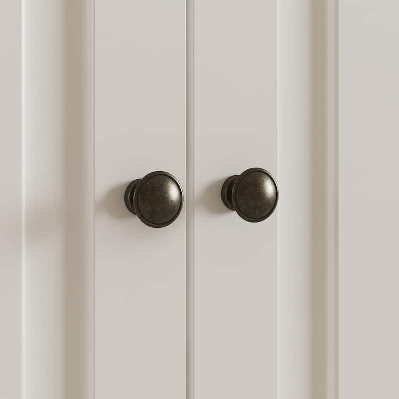 102.4" Large 6-Door Bookshelf w/Drawers Solid Pine Top Display Bookcase Bronze Handles White Storage Cabinet