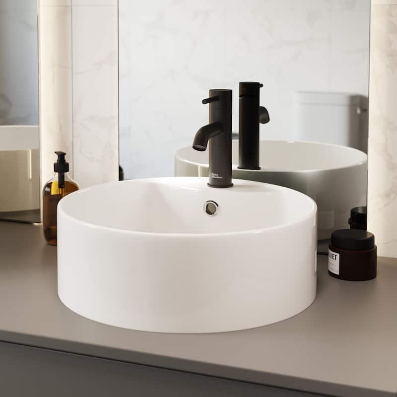 Trocadero Round Vessel Sink With Faucet Mount - 20.5" x 19" 8.3"
