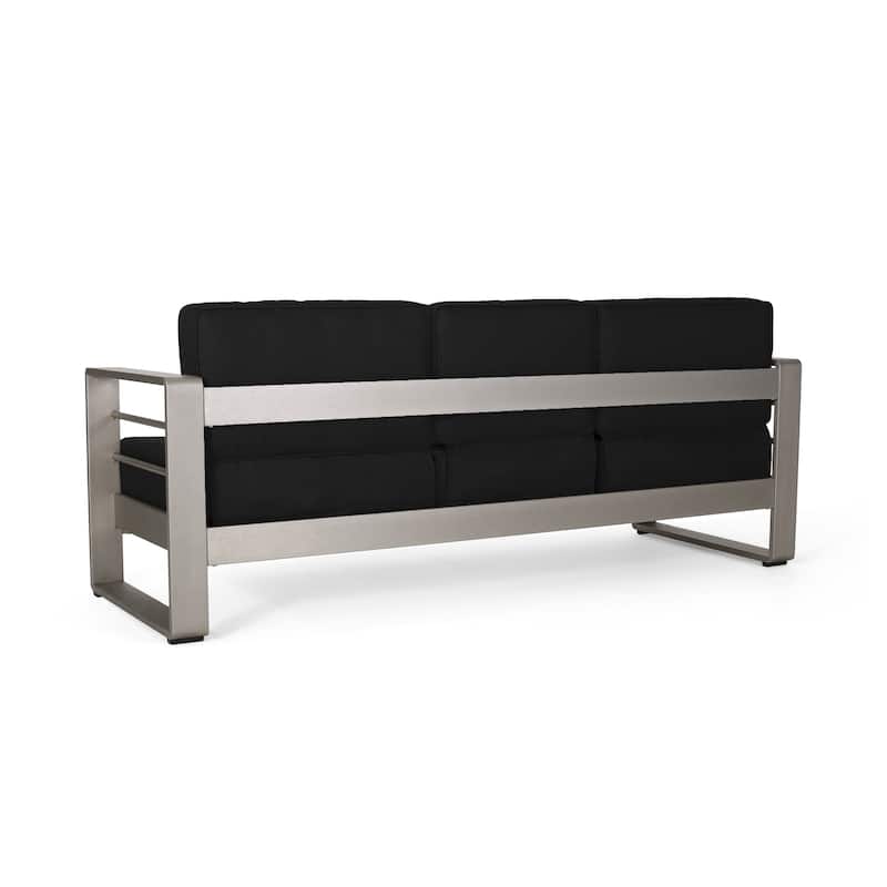 Cape Coral Aluminum and Sunbrella Outdoor 5 Seater Chat Set with Cushions by Christopher Knight Home