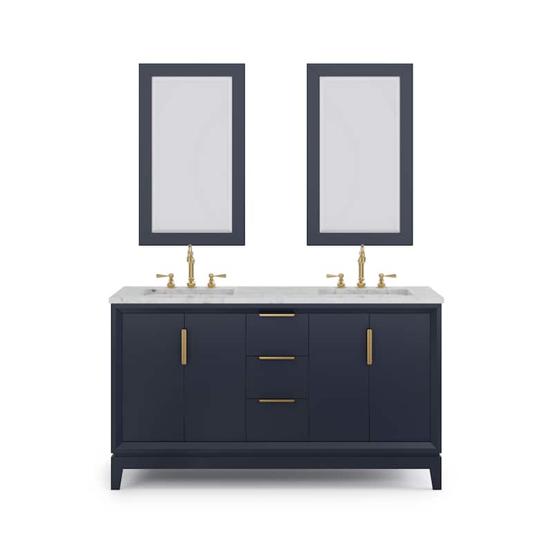 Elizabeth 60" Carrara White Marble Bathroom Vanity W/Mirrors & Faucets