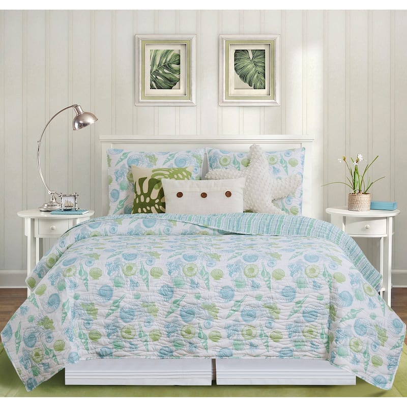 Delray Beach Ocean Coastal Beach Quilt Set