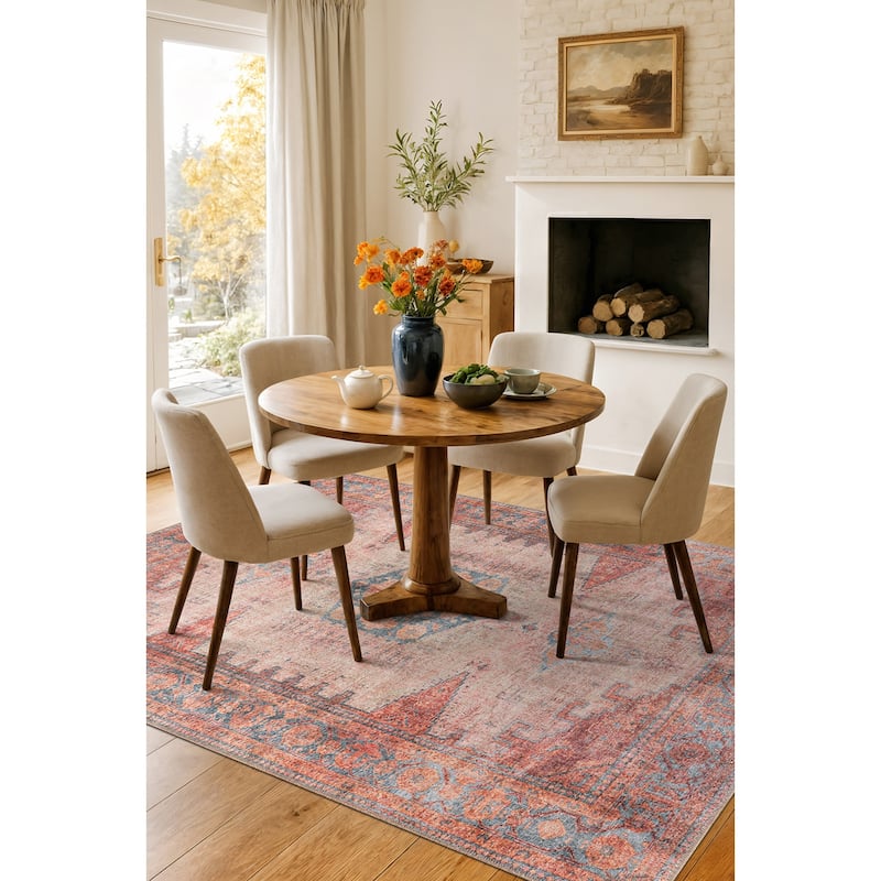 World Rug Gallery Vintage Bohemian Machine Washable Non Slip Area Rug