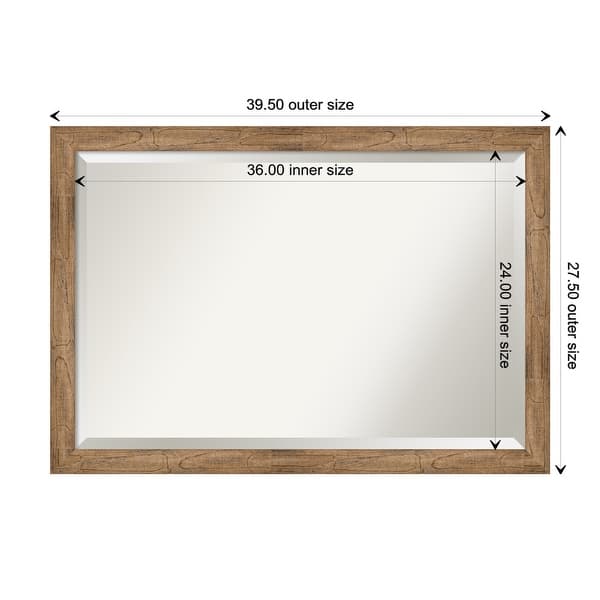 dimension image slide 1 of 5, Beveled Wood Wall Mirror - Owl Brown Narrow Frame