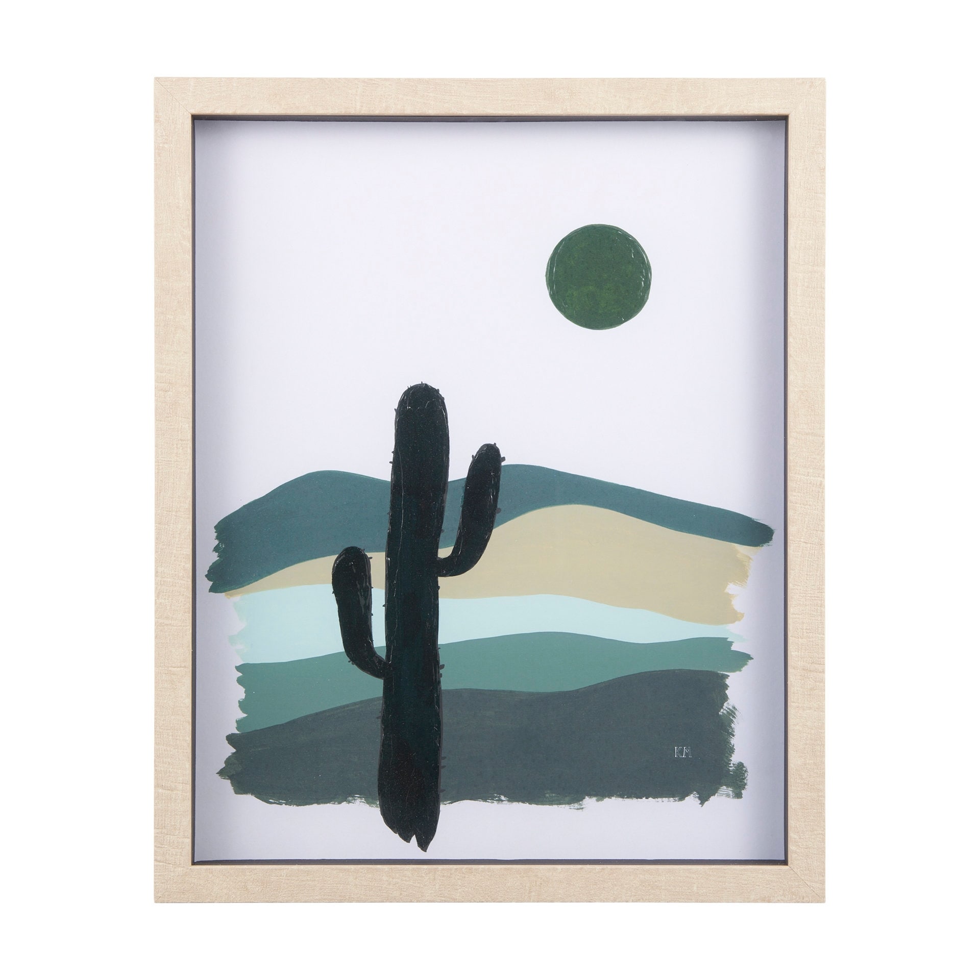Mercana Green Desert II by Mercana Studio a Hand Embelished Textured Framed Art Print Matted under Glass