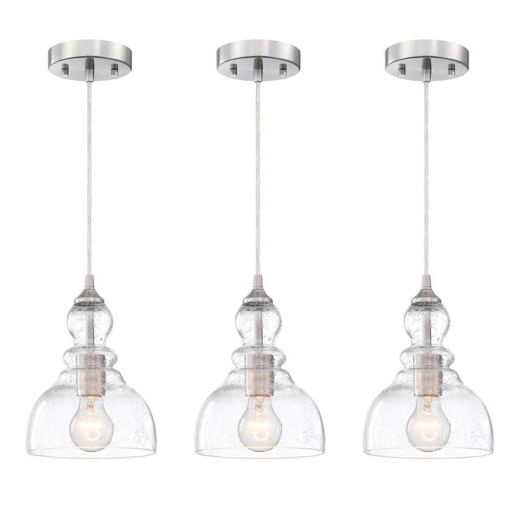 3-Pack 1-Light Mini Pendant with Brushed Nickle