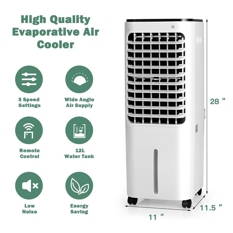 Costway 4-in-1 Portable Evaporative Air Cooler 12L Water Tank 4 Ice
