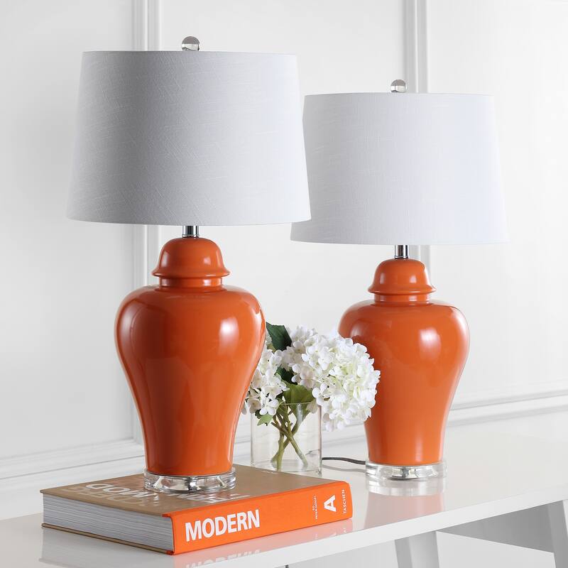 Bowen 27" Ceramic Urn LED Table Lamp, Grey (Set of 2) by JONATHAN Y